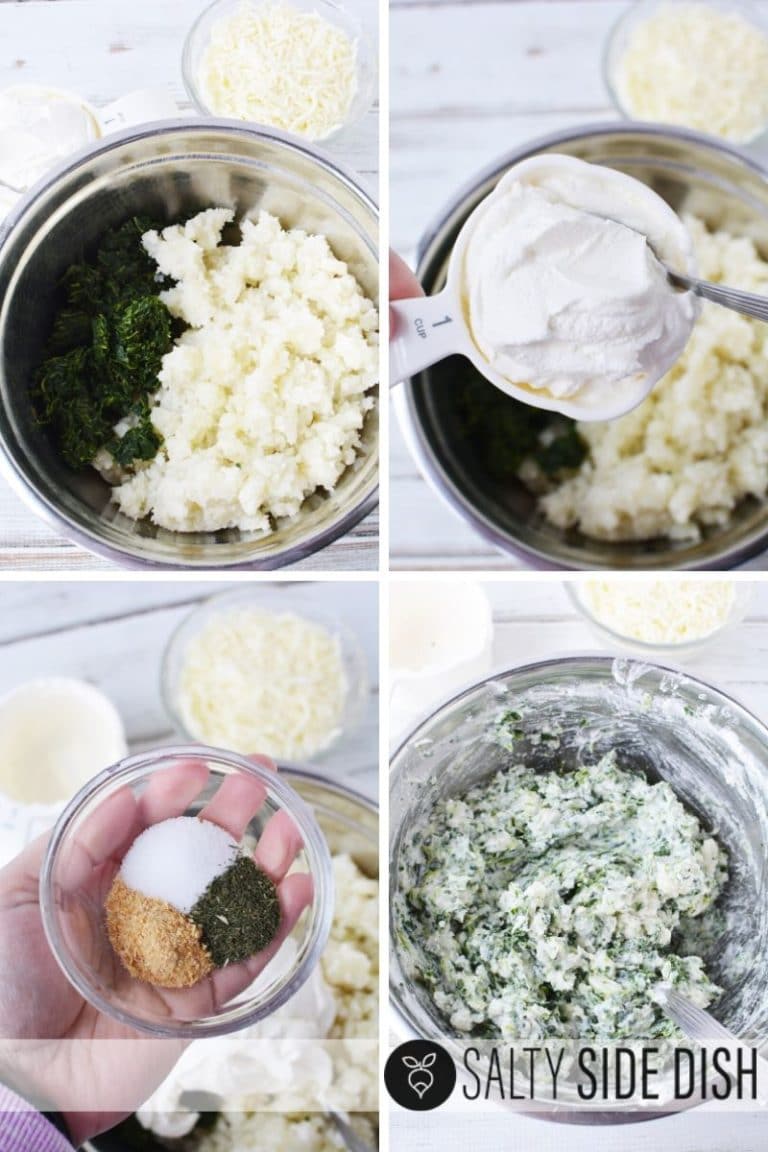 Homemade Spinach Mashed Potatoes with Delicious Cheese Topping