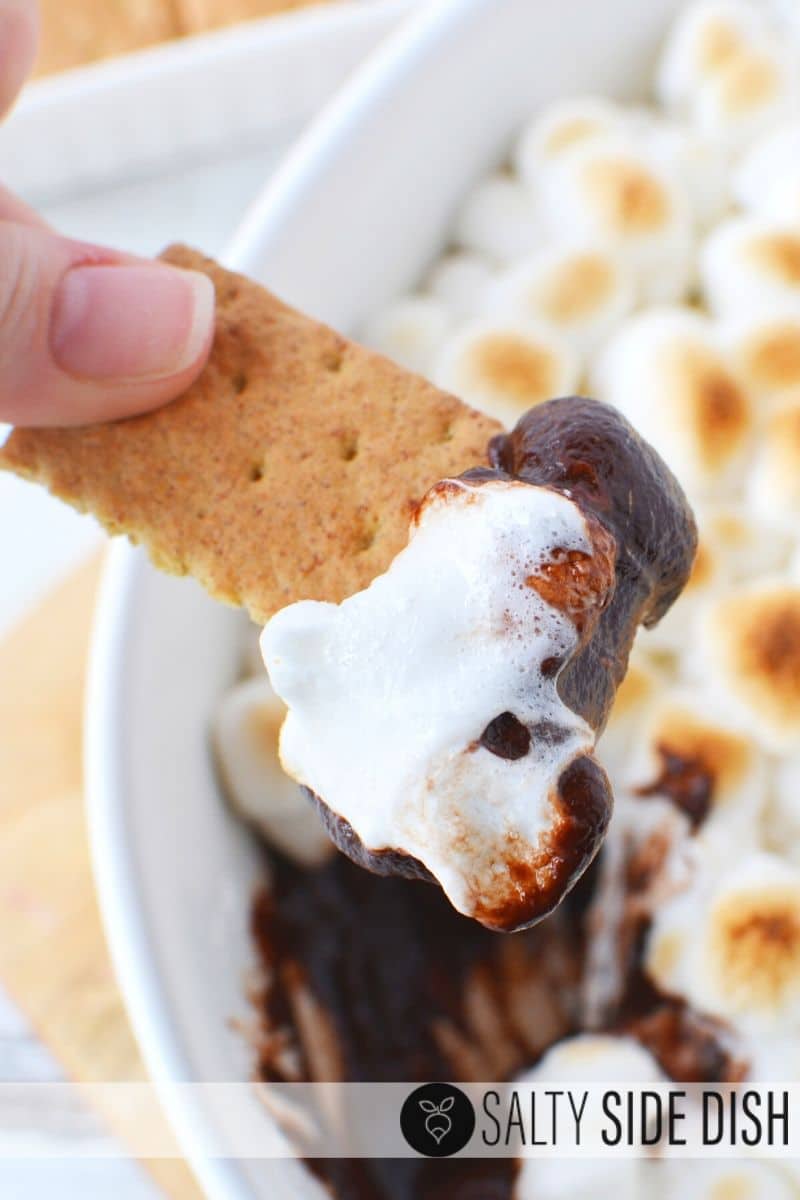Marshmallow Fudge S'mores Dip with Toasted Marshmallows