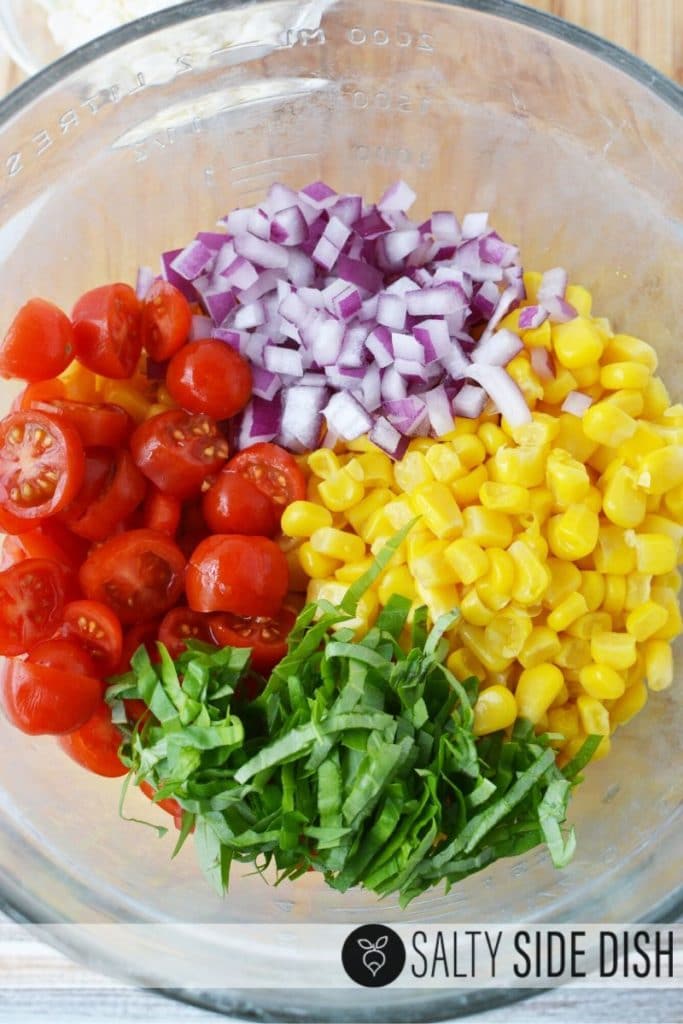 Corn and Tomato Salad with Feta and Lime Salty Side Dish
