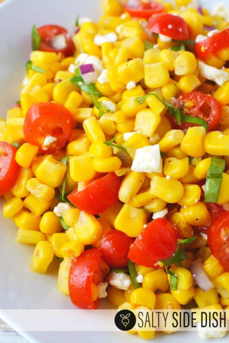 Corn and Tomato Salad with Feta and Lime Salty Side Dish