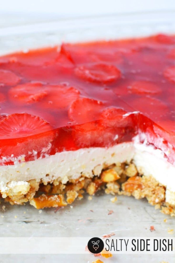 Strawberry Pretzel Jello Salad Triple Layered