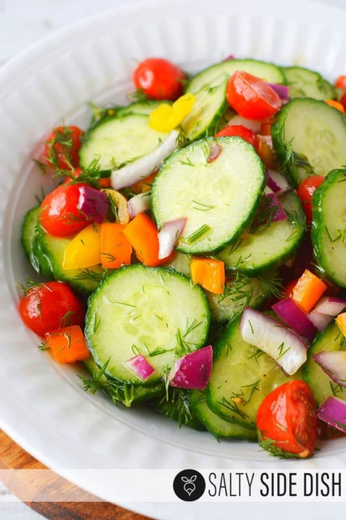 Cucumber Salad with Vinegar & Red Onions Easy Side Dishes