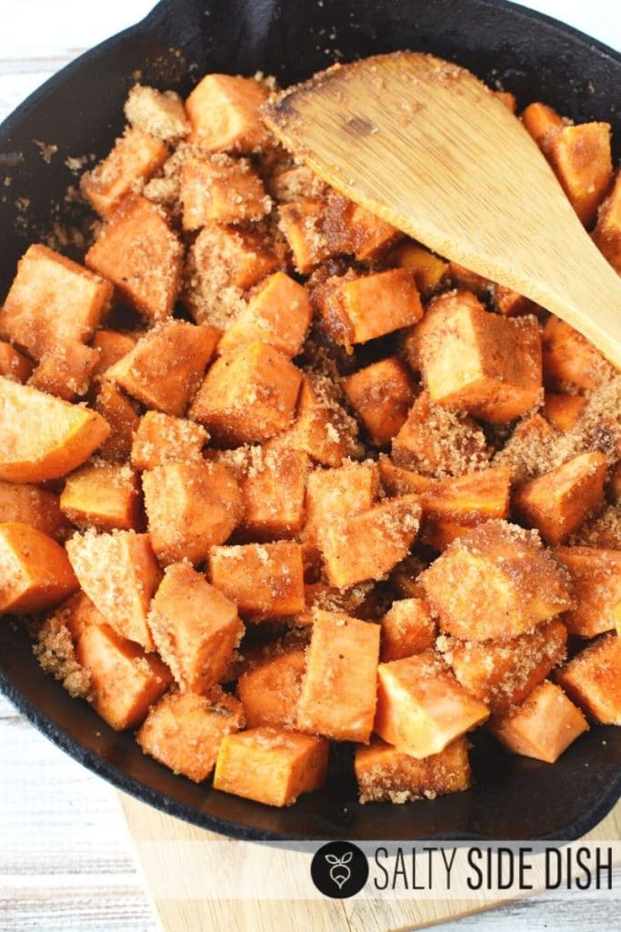 Stove Top Sweet Potatoes with Brown Sugar Salty Side Dish