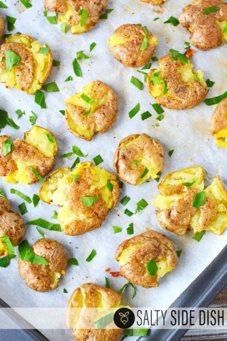 Mini Smashed and Oven Roasted Creamer Potatoes