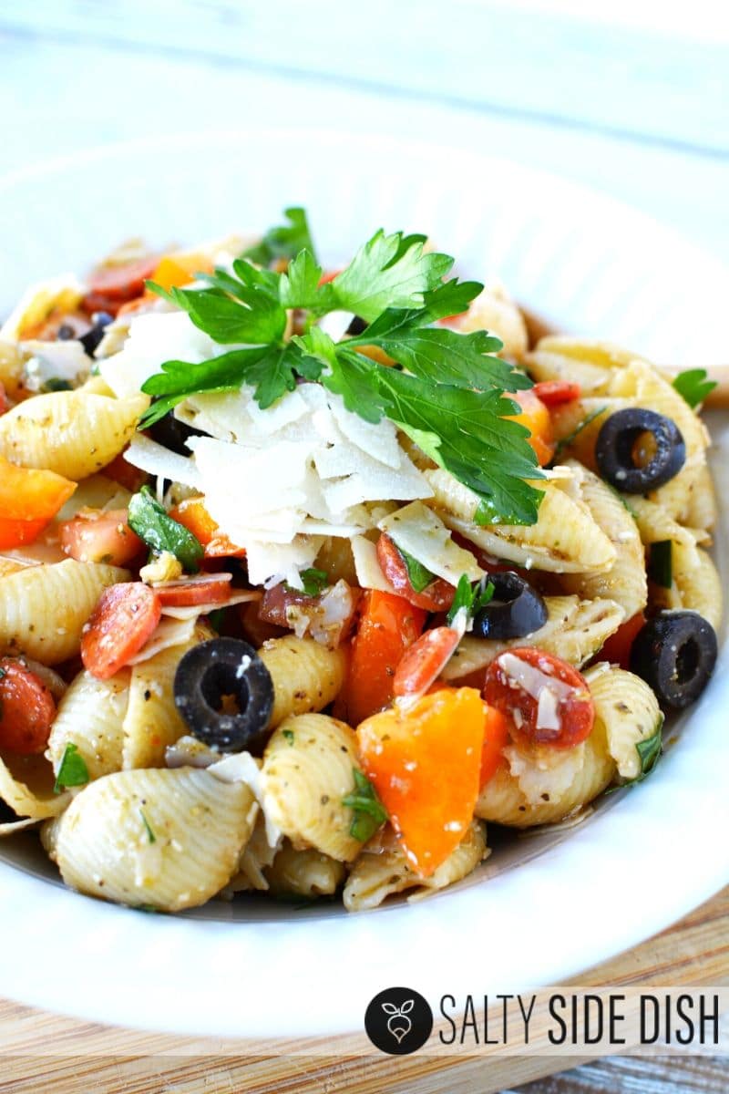 Italian Pasta Salad with Pepperoni & Shells Easy Side Dish Recipes