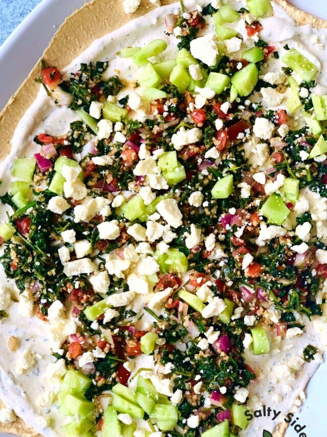 Layered Hummus Dip with Feta Cheese