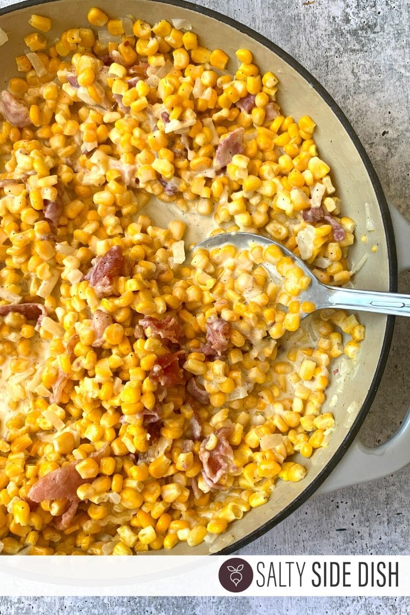 creamed corn with bacon and Parmesan cheese