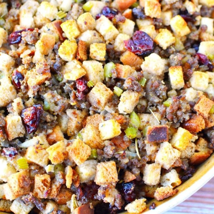 Sausage Stuffing with Applies and Dried Cranberries