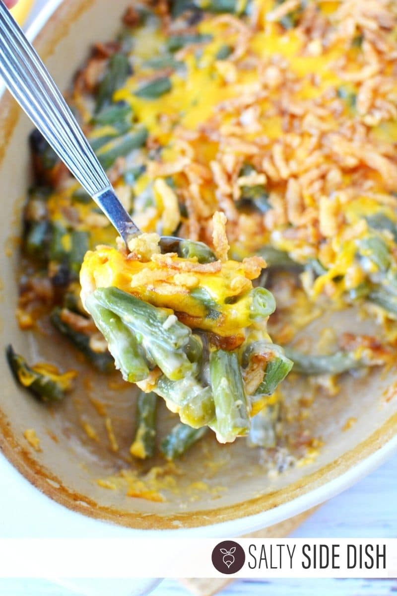 Green Bean Casserole with Fresh Green Beans scoop Green Bean Casserole with Fresh Green Beans