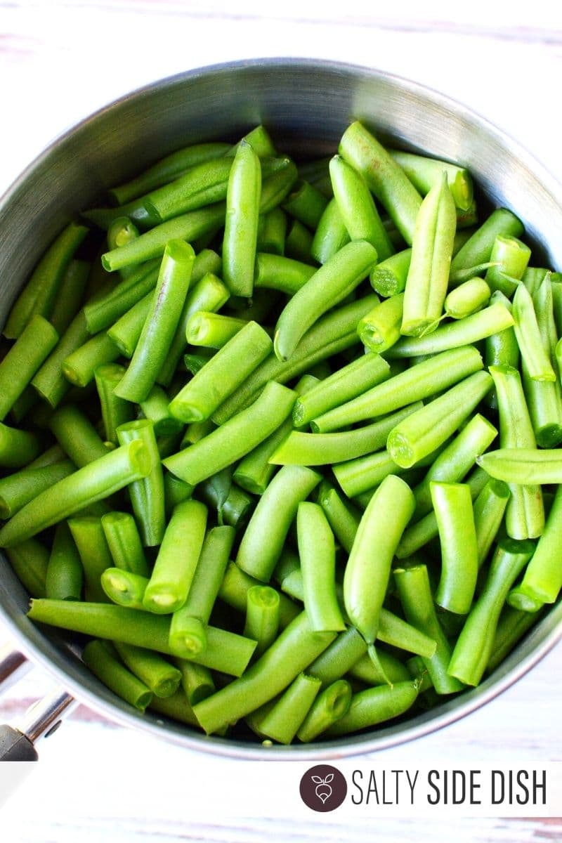 Green Beans for fresh green bean casserole boil green beans for about 8 minutes until crisp tender