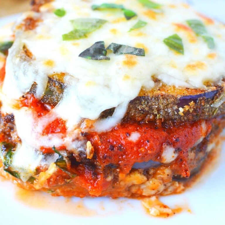 Layered Eggplant Parmesan with Gooey Melted Mozzarella Salty Side Dish