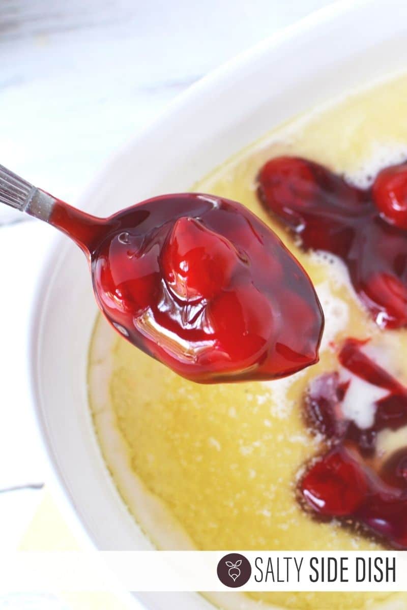scoop of cherry pie filling and topping