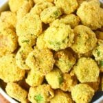 easy fried okra sitting in a bowl already fried