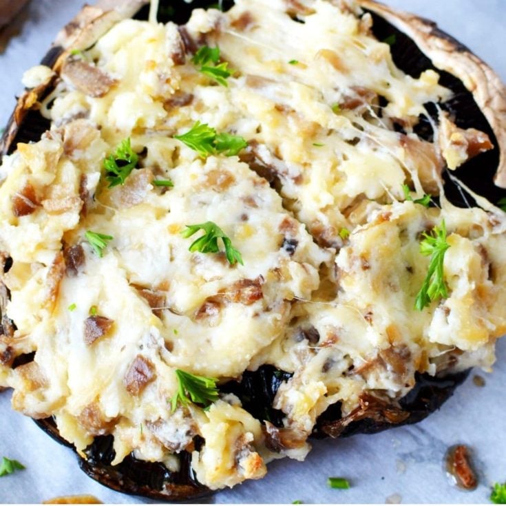 Cream Cheese Parmesan Stuffed Portobello Mushrooms