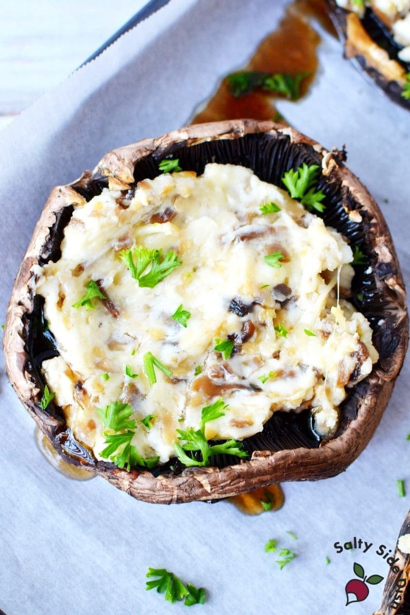 freshly made Stuffed Portobello Mushrooms with parsley