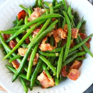 ninja foodi pressure cooker with green beans and bacon