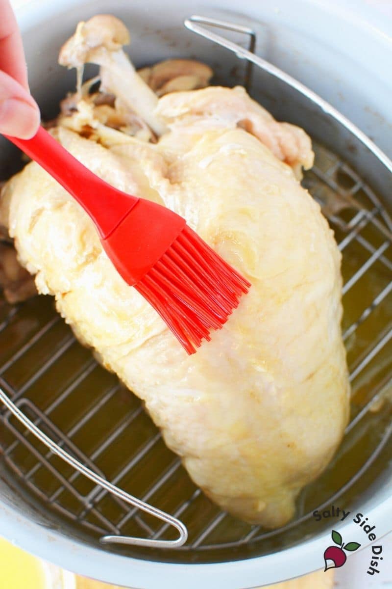 baste turkey breast with butter after pressure cooker and before air fried