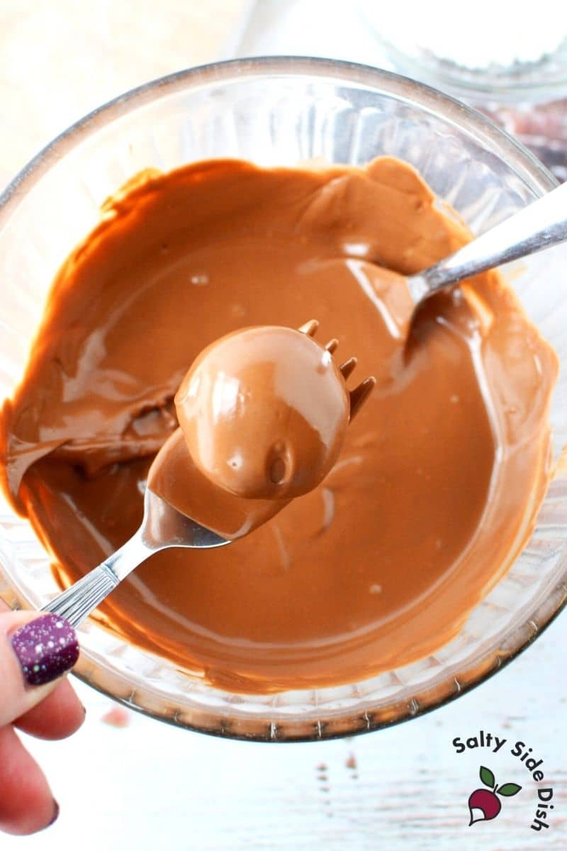 dip cake balls into melting chocolate