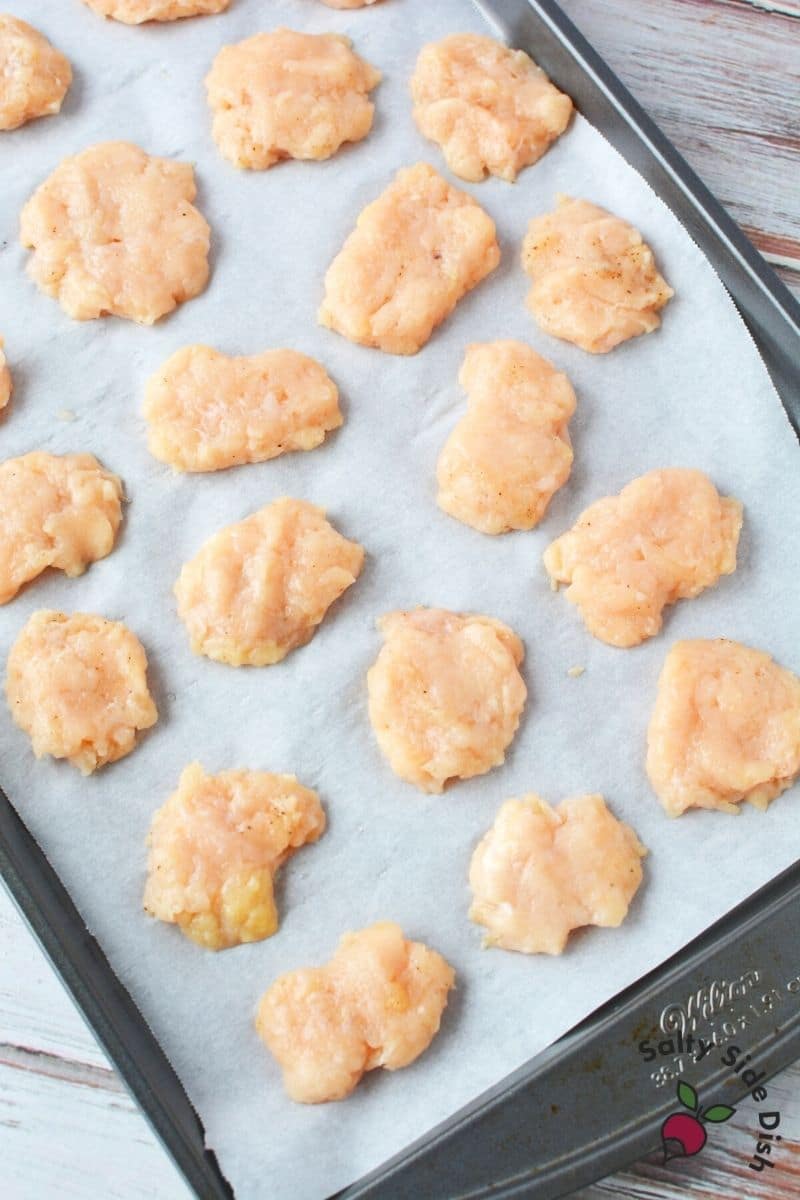 TikTok McDonalds Chicken Nuggets Recipe at home, a copycat recipe and viral food trend freezing ground chicken nuggets before cooking