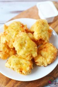 chicken mcnuggets copycat on a white plate.