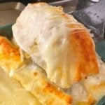 easy to make white chicken enchilada baked with white sauce made with sour cream.