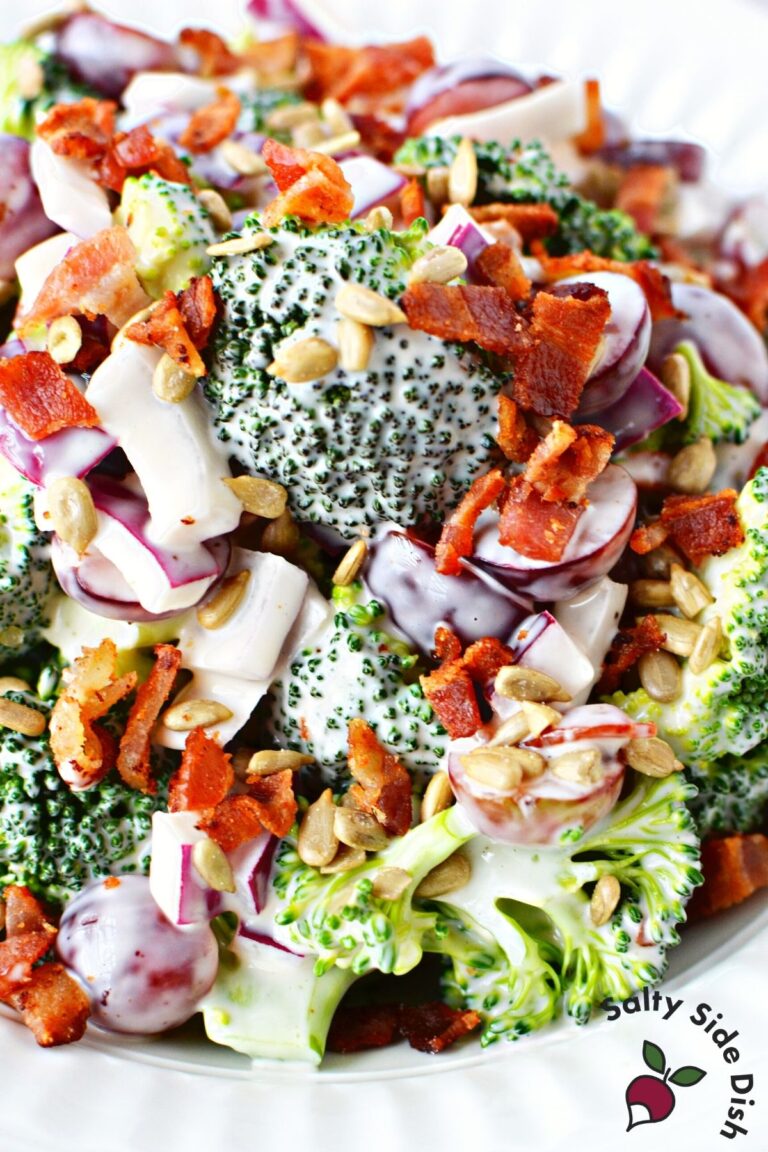 Broccoli Grape Salad with Crunchy Bacon Salty Side Dish