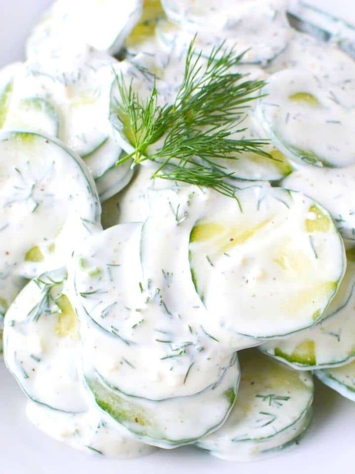 healthy side salad with cucumbers and fresh dill