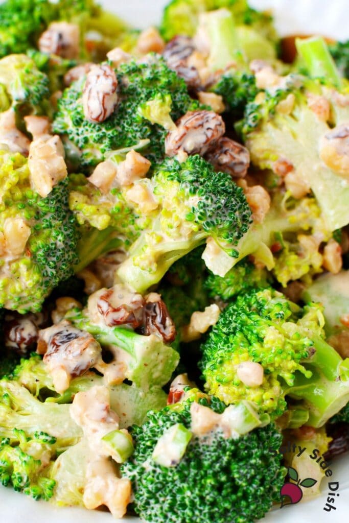 Easy Raisin Broccoli Salad with Walnuts Salty Side Dish