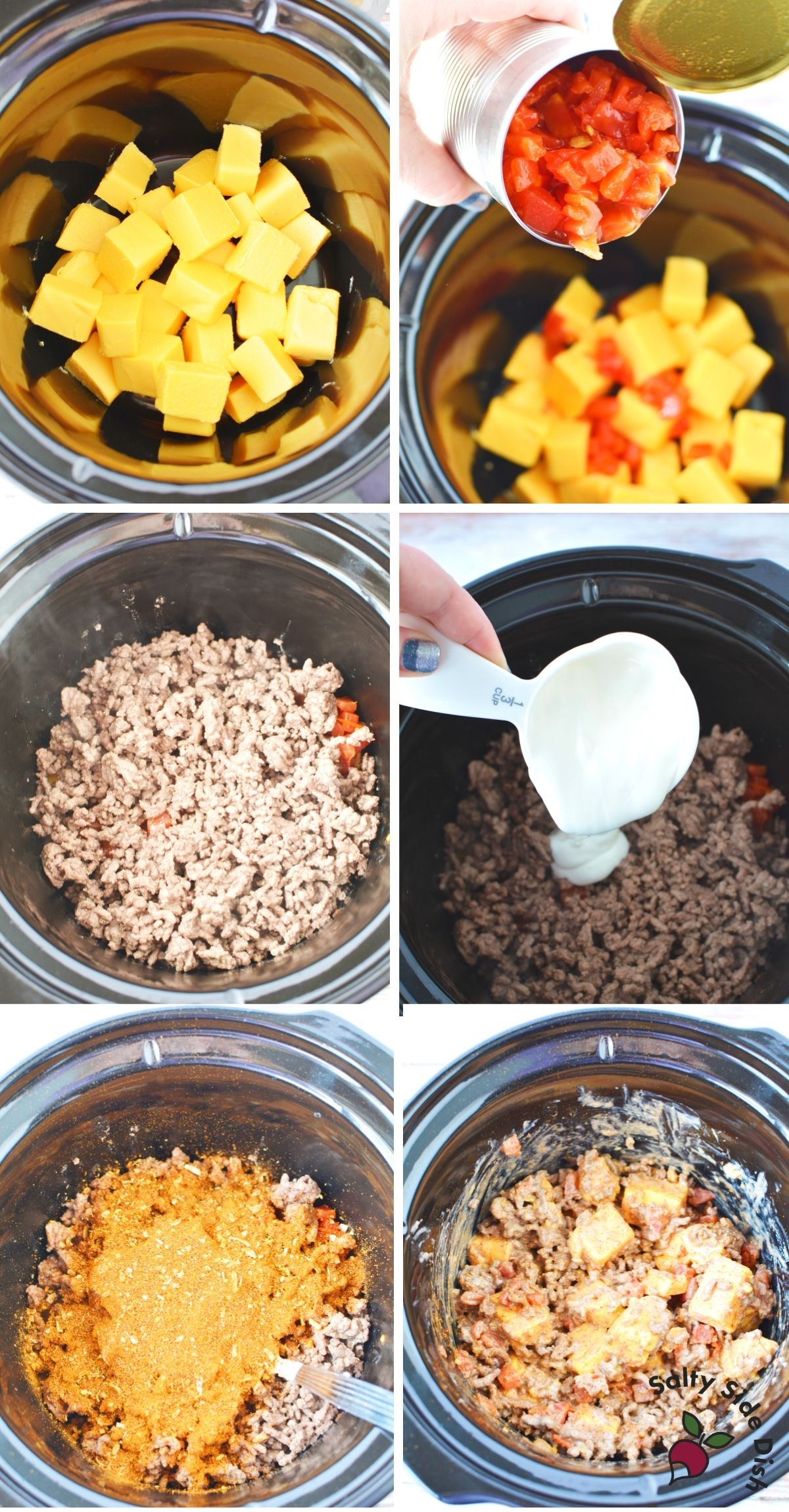 Cheeseburger Dip {Crock Pot + Velveeta} Salty Side Dish