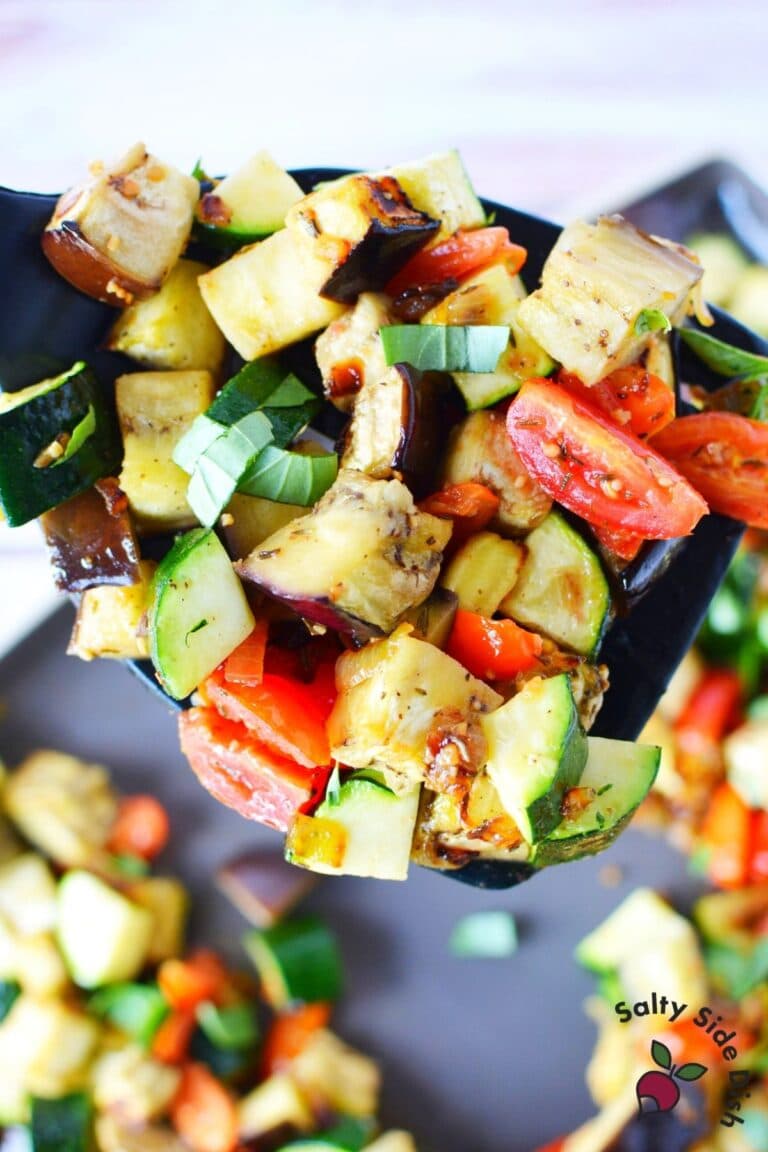 Roasted Eggplant & Zucchini {No Breadcrumbs} Salty Side Dish