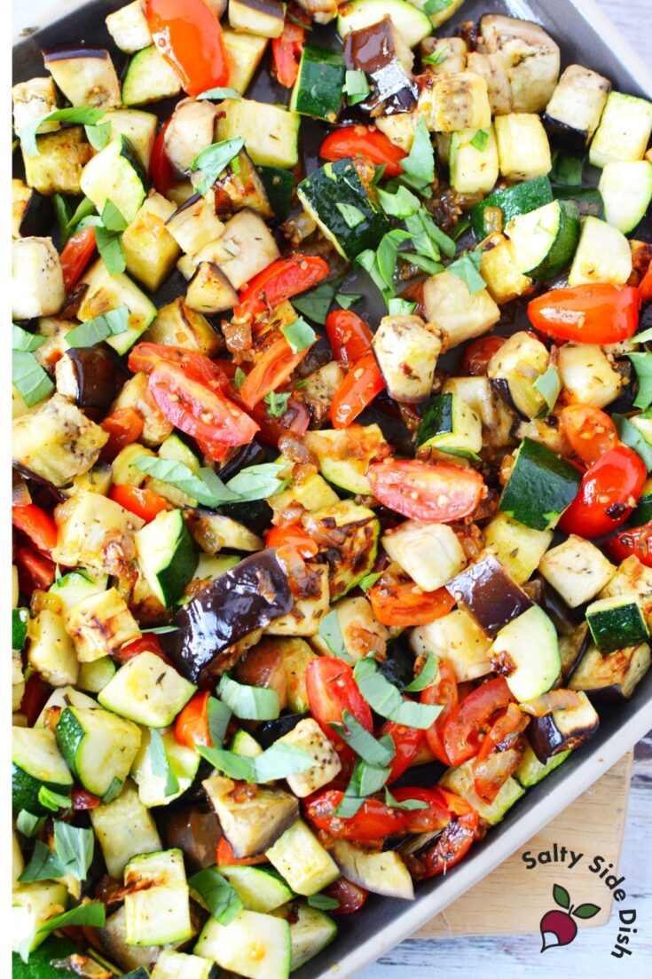 Roasted Eggplant & Zucchini {No Breadcrumbs} Salty Side Dish