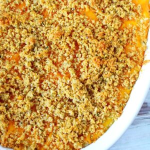 mashed potato casserole recipe in a white dish