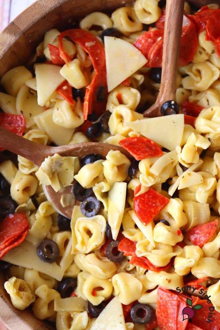 Creamy Tortellini Pasta Salad with Olive Garden Dressing | Salty Side