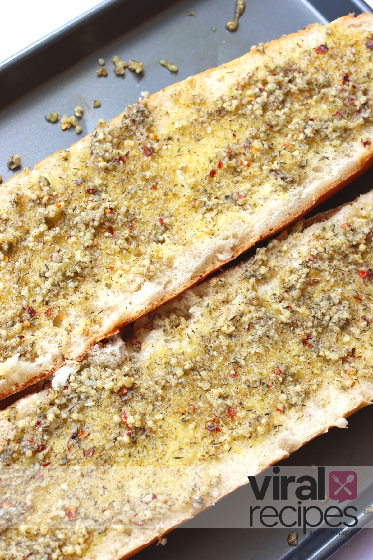 halved French bread