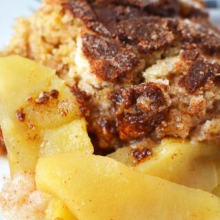 no oat apple crisp sitting on a plate
