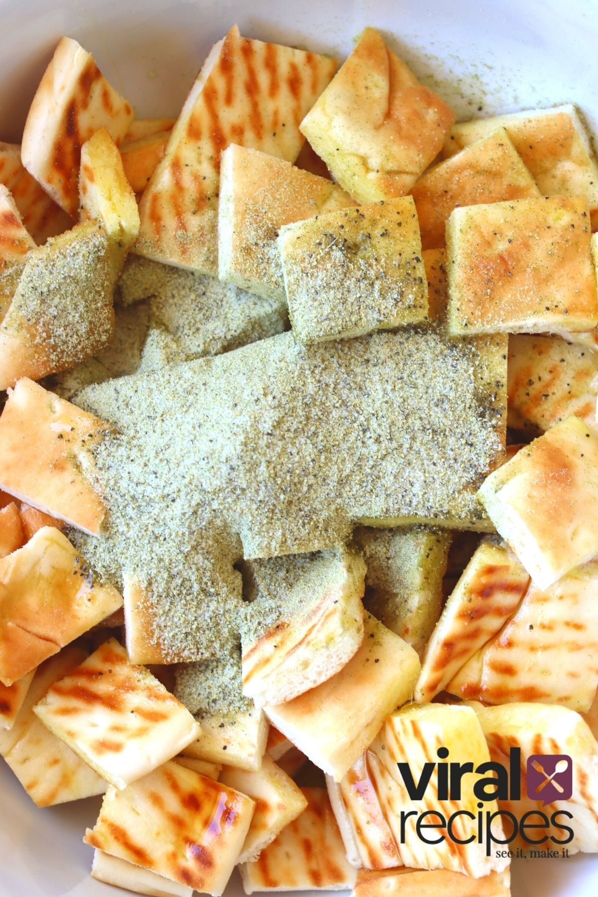 Greek seasoning in air fried pita chips