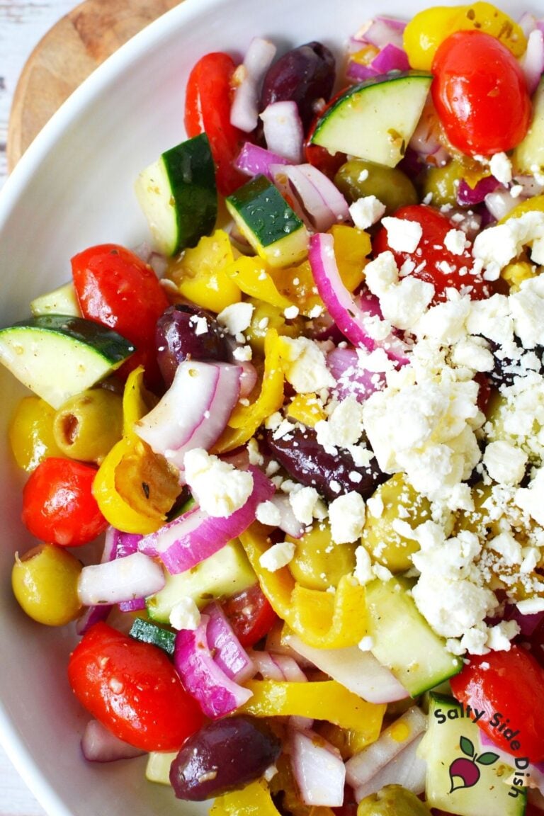 Summer Greek Salad with Feta Cheese Salty Side Dish