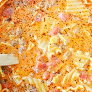 bowl of hearty creamy Lasagna Soup in a bowl.