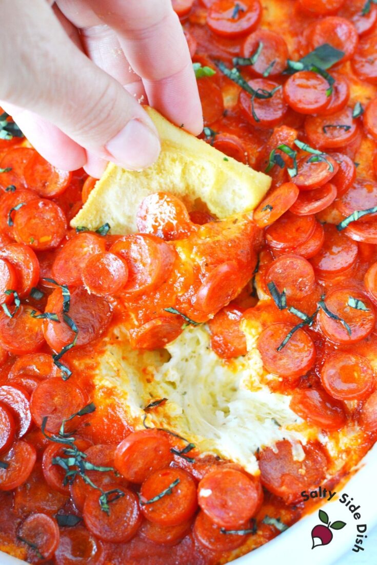 Pepperoni Dip Recipe Pizza dip with Philadelphia cream cheese Salty