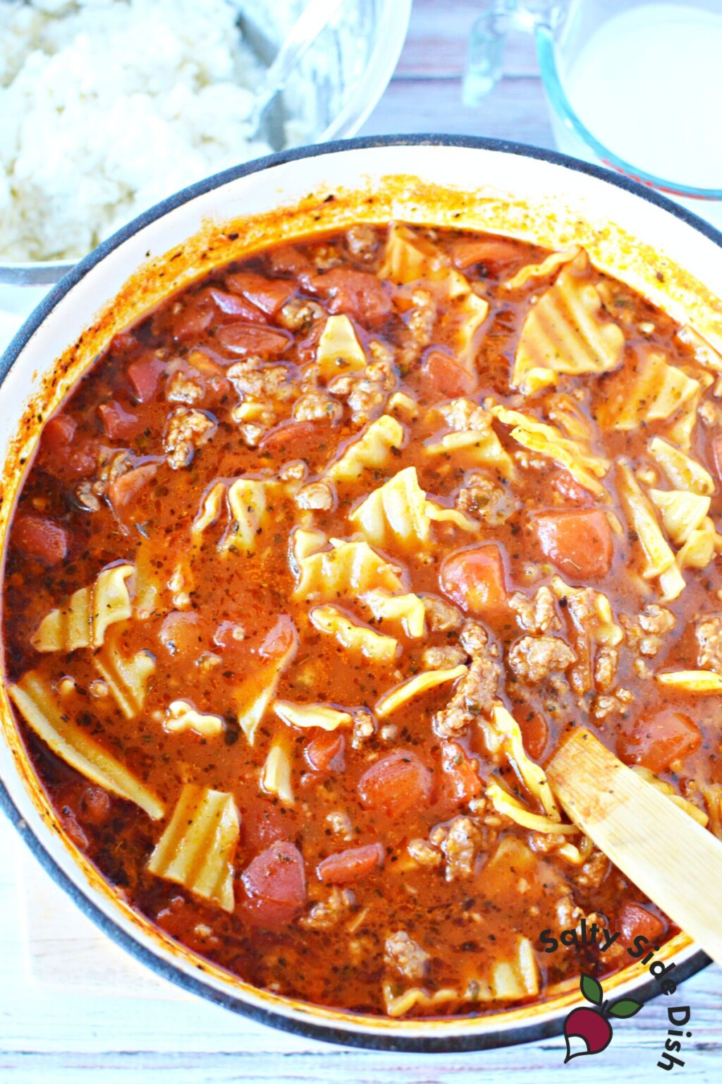 Easy Cheesy Lasagna Soup with Italian Sausage Salty Side Dish