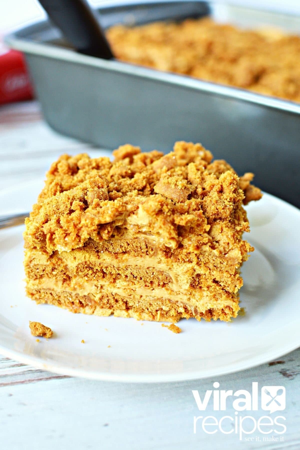 biscoff bar on a white plate.