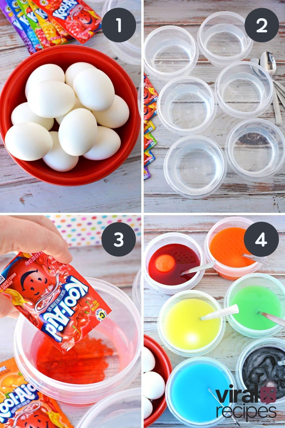 collage on how to tiktok dye kool aid easter eggs.