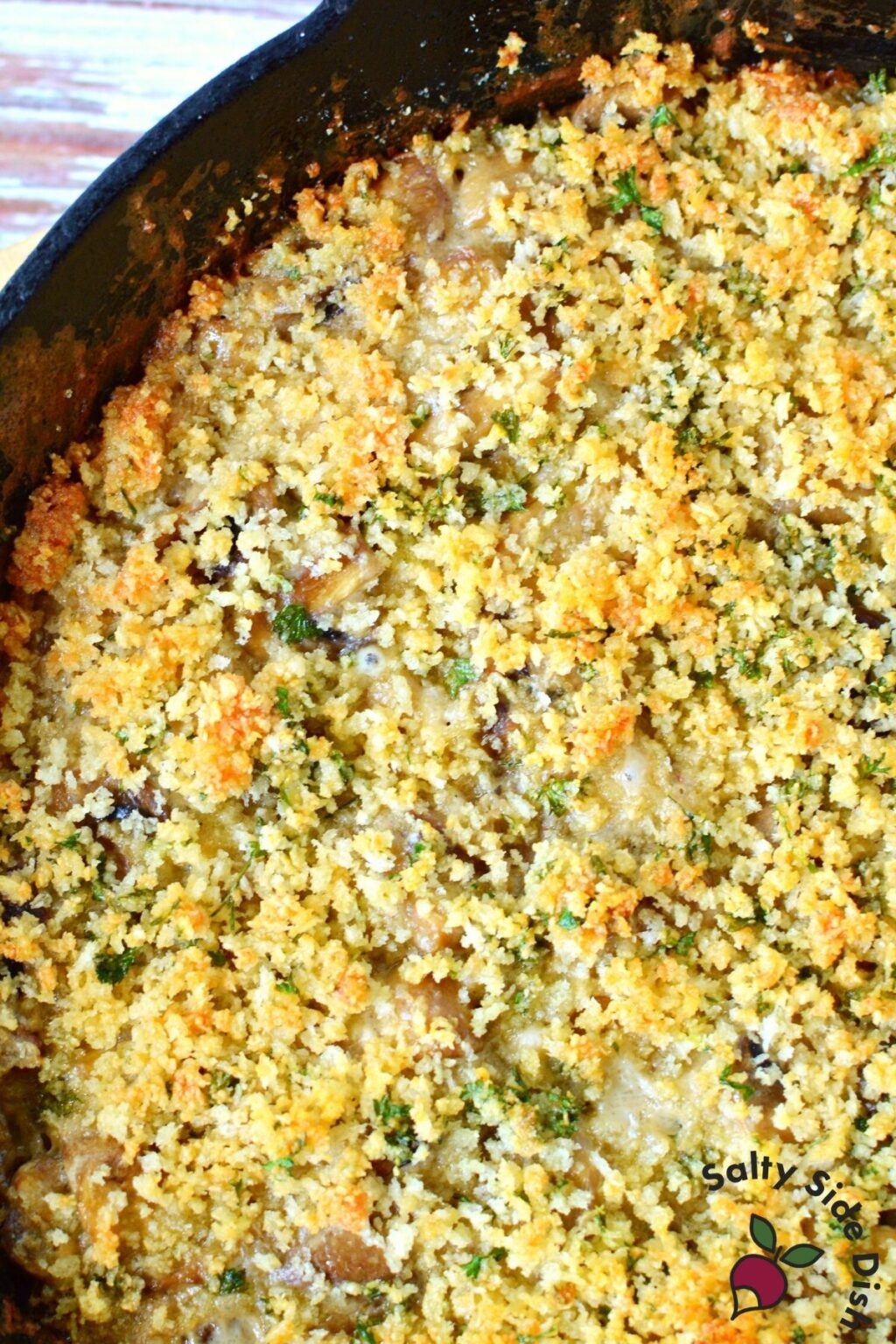 Unstuffed Mushroom Casserole with Panko | Salty Side Dish