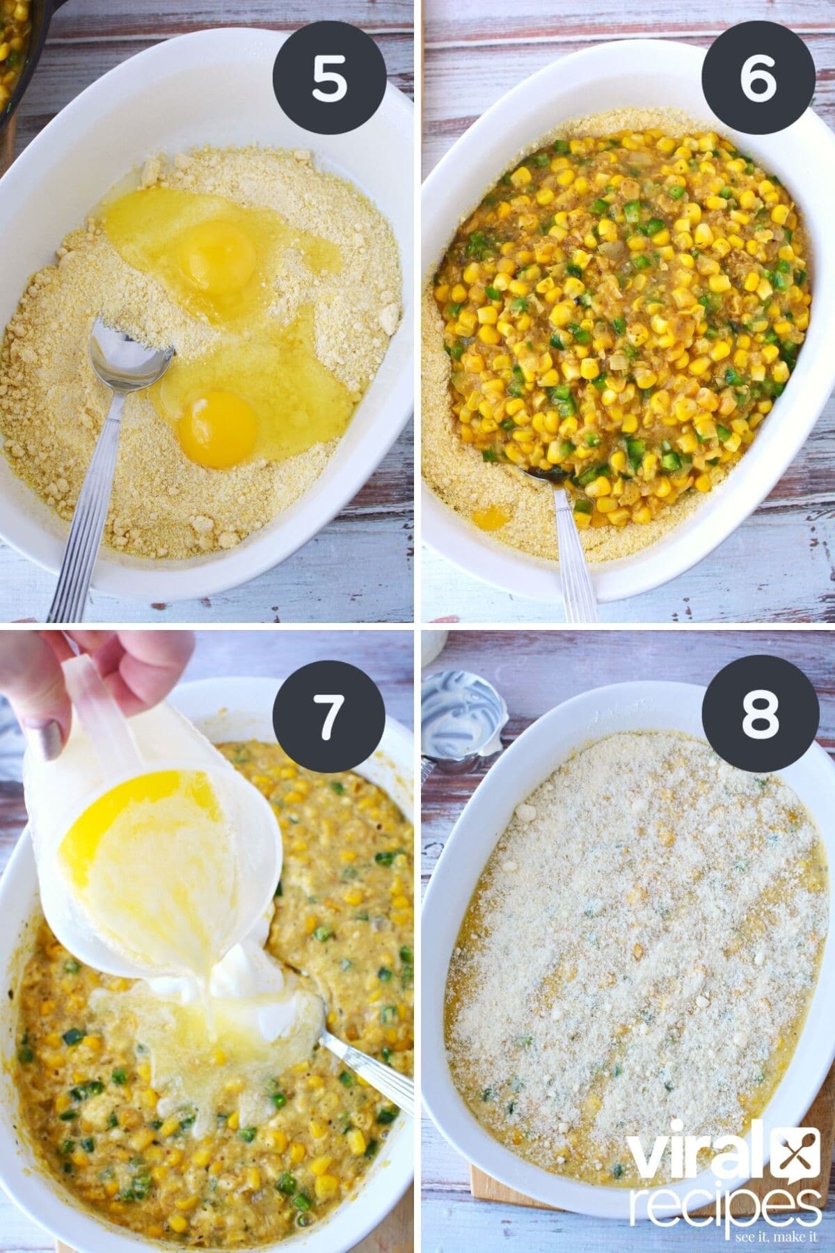 loaded up fiesta corn casserole in a baking dish.