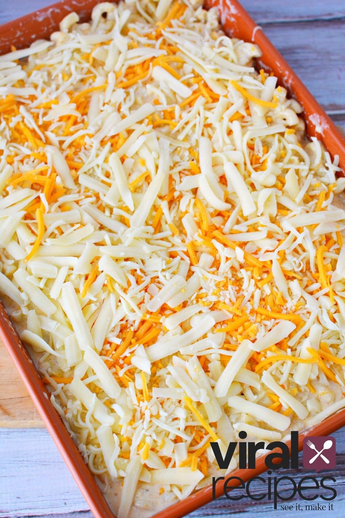 topping of shredded mac and cheese.