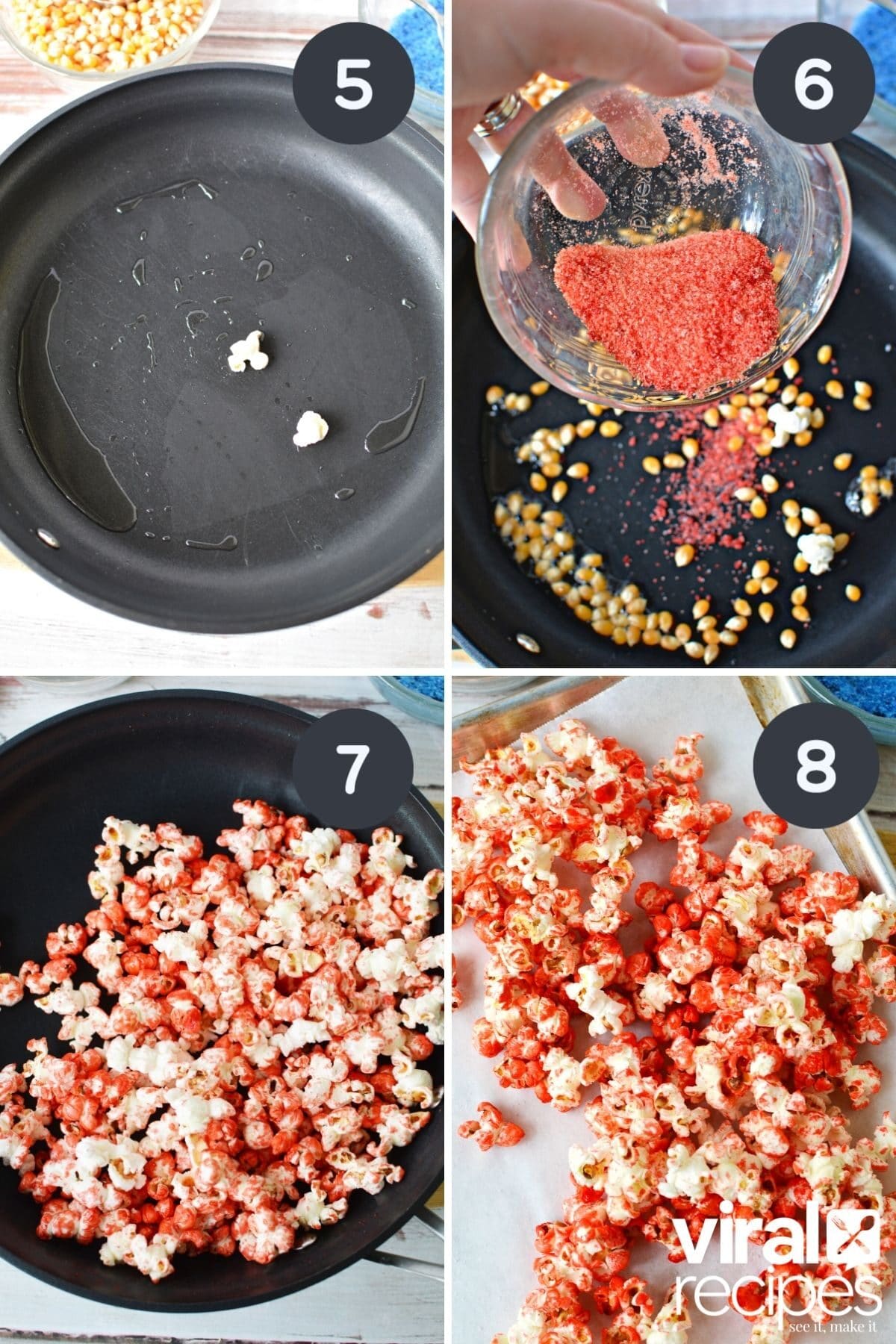 kettle corn popcorn in a skillet at home.