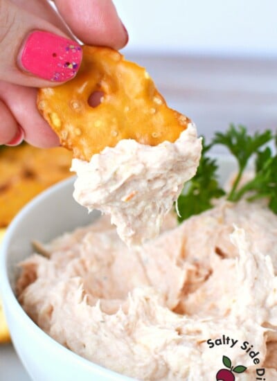 pretzel with tuna dip.