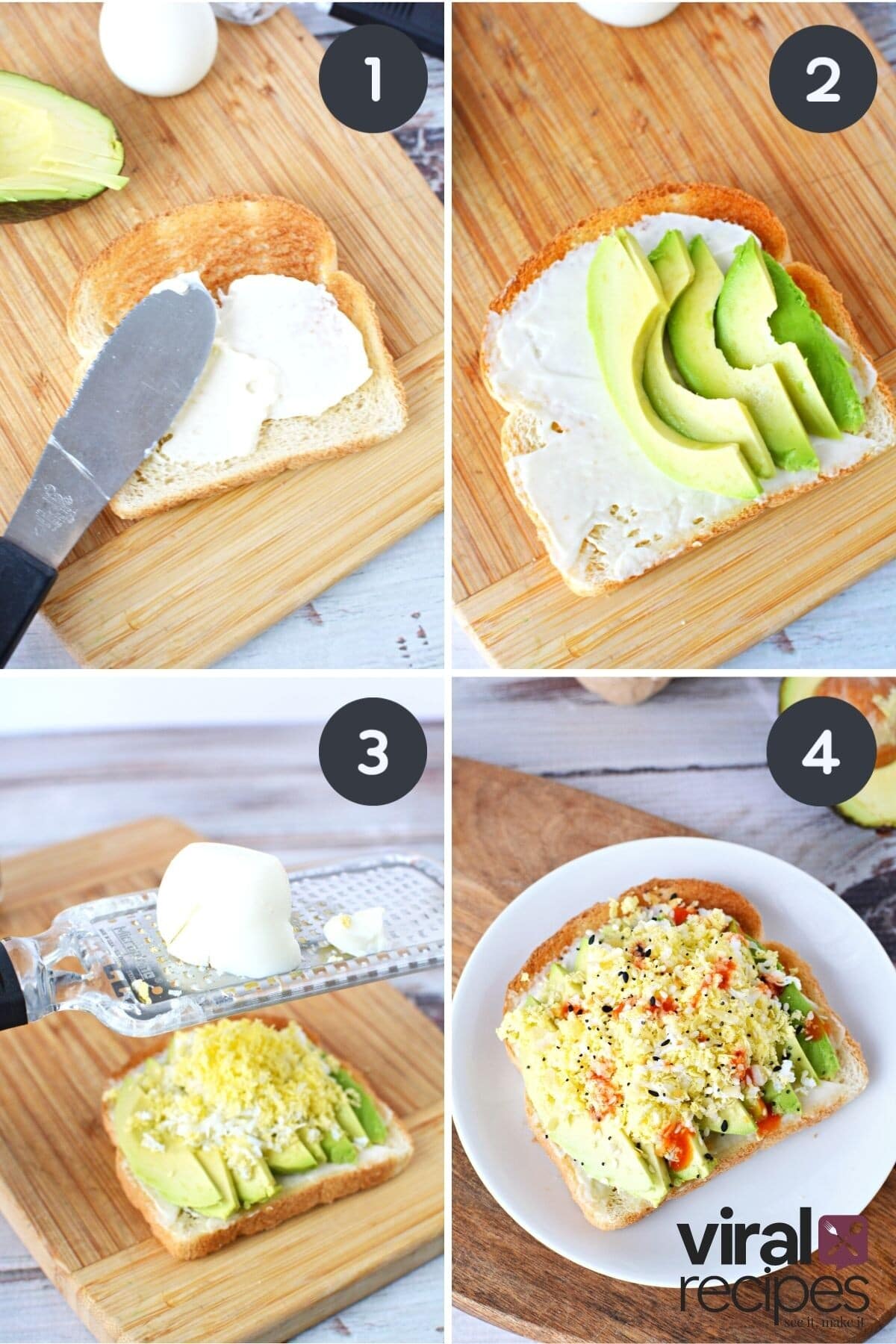 how to grate egg onto avocado toast.