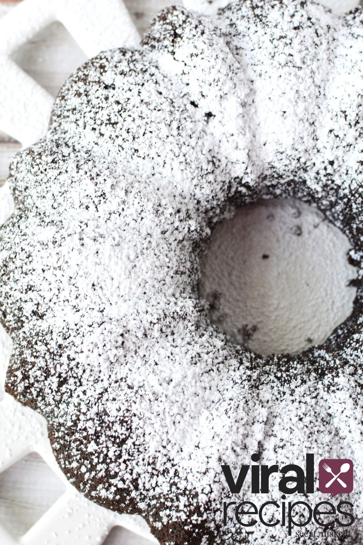 powdered sugar on a cake.