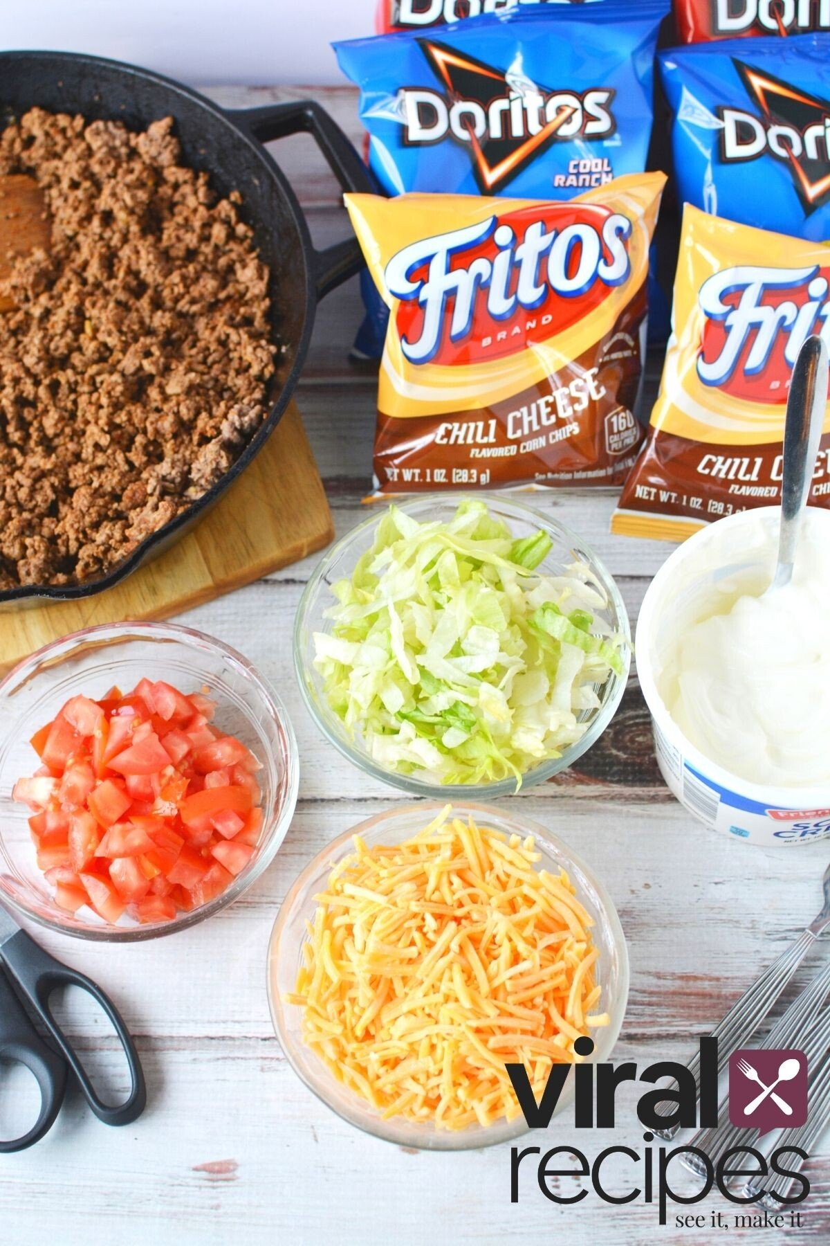 taco meat and toppings on a table.
